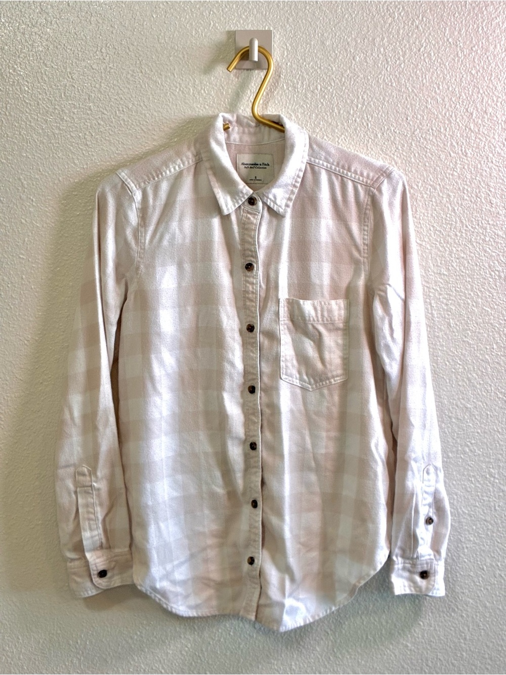Abercrombie & Fitch Soft A&F Pink Plaid Button Down Shirt Size Small
